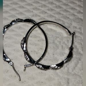 Givenchy Silver Textured Hoop Earrings